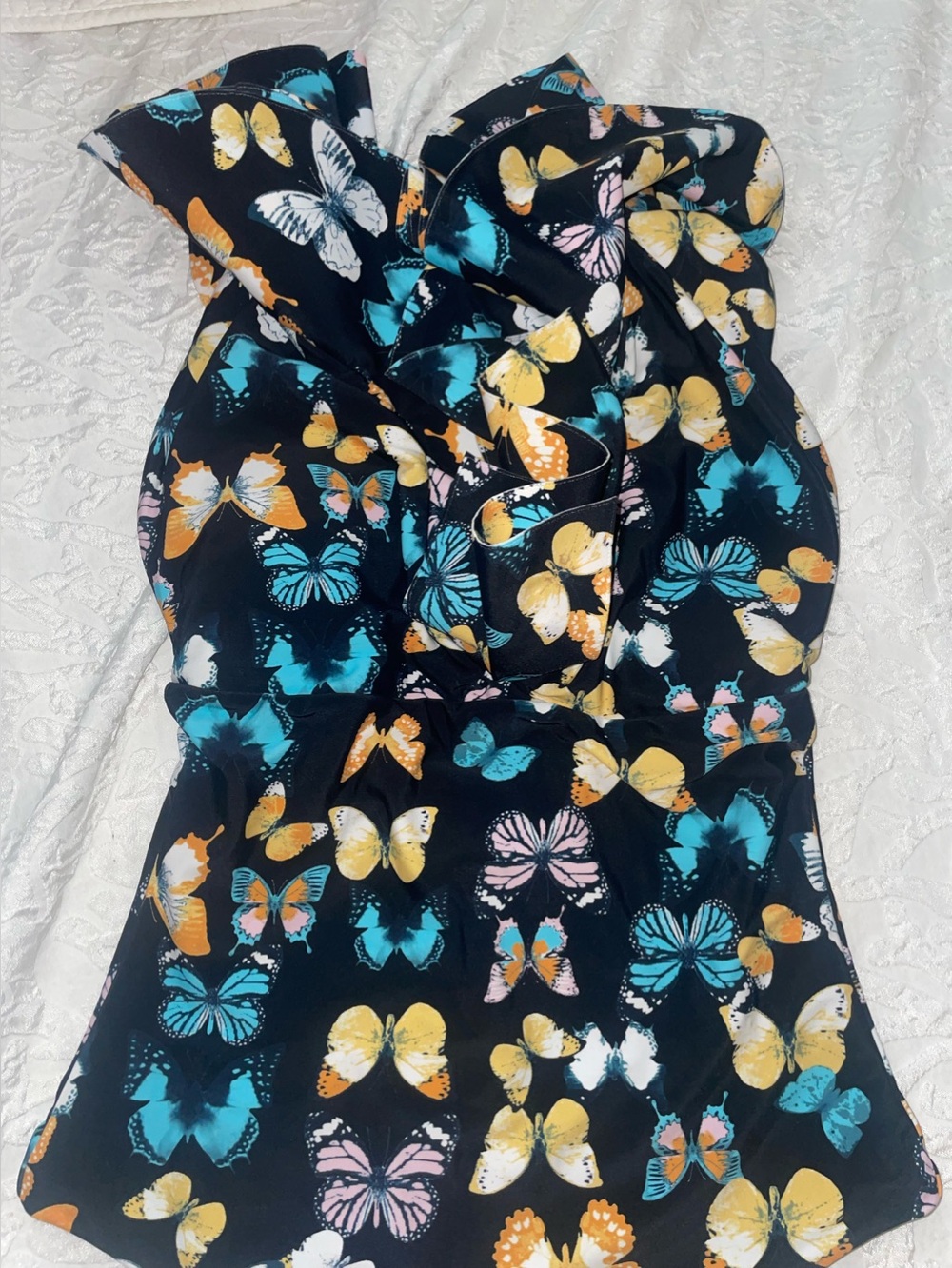 BuddyLove Sz Small NWOT Elenora Ruffle Shoulder One-Piece Swimsuit - "Mariposa" - Picture 7 of 16
